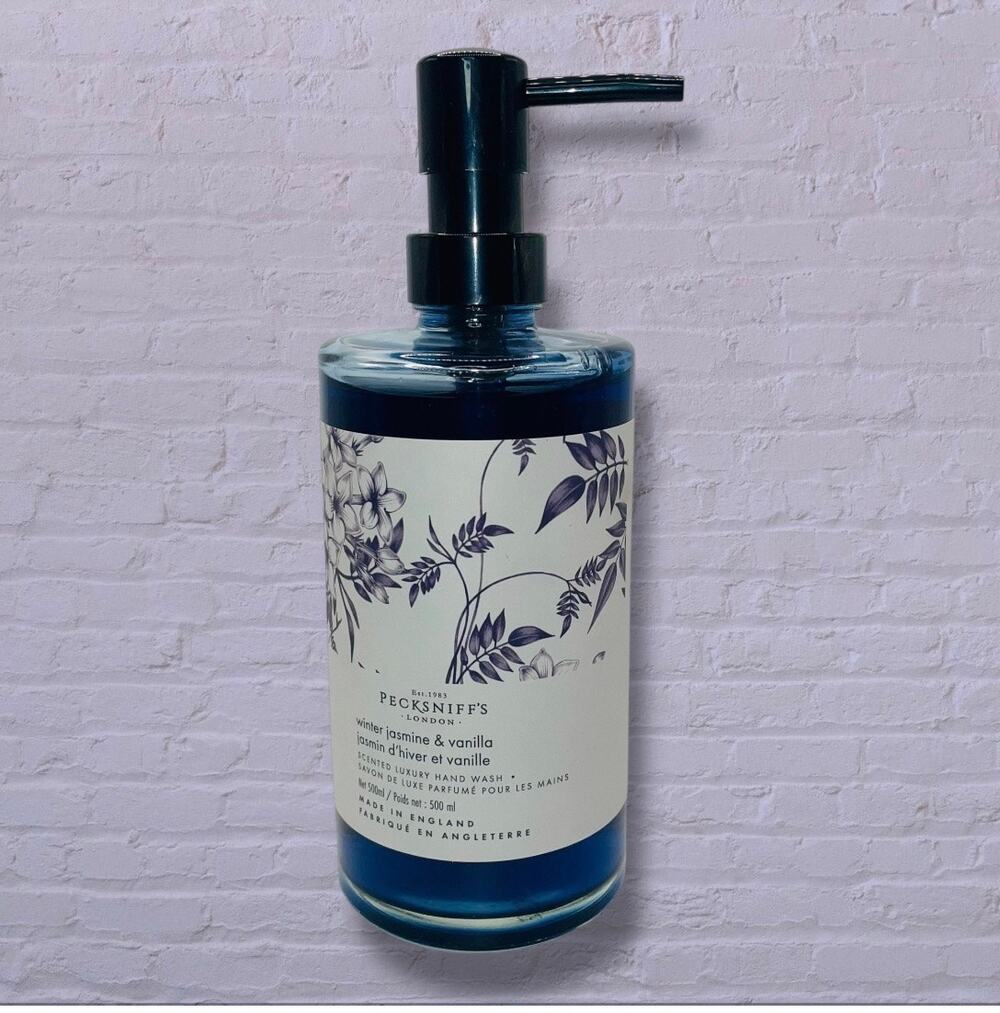 Pecksniffs England Winter Jasmine Vanilla Luxury Glass Bottle Hand Soap 16.9oz